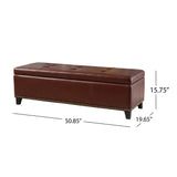 Christopher Knight Home® - Noble House - Gavin Contemporary Storage Ottoman with Nailhead Trim, Chestnut Brown