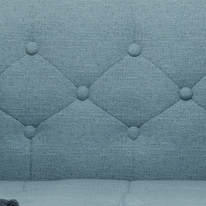 English Elm Aidan Tufted Fabric Sofa with Diamond Stitching and Gold Tipped Rubberwood Legs Blue 61688.00BLU