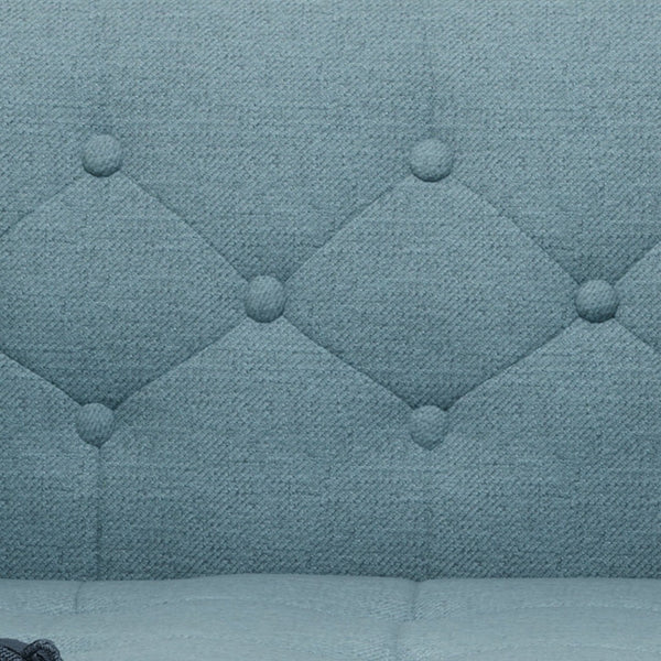 English Elm Aidan Tufted Fabric Sofa with Diamond Stitching and Gold Tipped Rubberwood Legs Blue 61688.00BLU