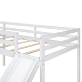 Hearth and Haven Oracle L-Shaped Twin Size Loft Bed with Ladder and Slide, White GX000242AAK-1