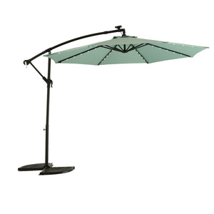 English Elm 10ft Solar Led Cantilever Offset Patio Umbrella with 40 Lights Outdoor Shade Light Green W640140293