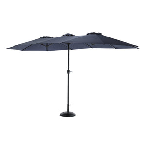 English Elm 14.8 Ft Oversized Double-Sided Rectangular Patio Umbrella with Crank, Steel Ribs, UV Protection Navy Blue W640140332