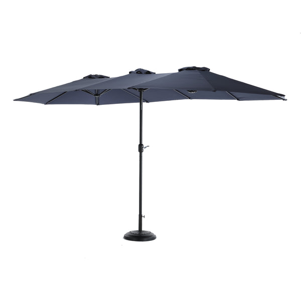 English Elm 14.8 Ft Oversized Double-Sided Rectangular Patio Umbrella with Crank, Steel Ribs, UV Protection Navy Blue W640140332