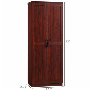 English Elm 63" 2-Door Kitchen Pantry Cabinet with 5-Tier Shelves, Adjustable Shelves, Anti-Tip Strap, Espresso Finish W2225142657
