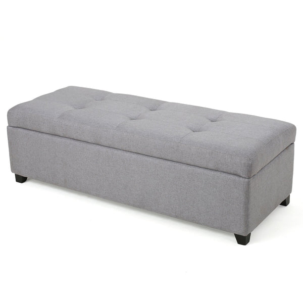English Elm Christopher Knight Home® - BRENTWOOD Light Grey Tufted Storage Ottoman Bench with Pillow-Soft Cushioning and Hidden Interior 69073.00FLGRY