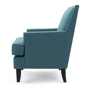 English Elm Christopher Knight Home® - CLUB Chair with Plush Padded Seat and Birch Legs, Upholstered Fabric Accent Chair for Living Room Comfort Teal 30.65 L x 29.75 W x 28.75 H 60165.00DTE