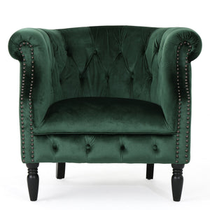 English Elm Christopher Knight Home® - CLUB Velvet Accent Chair with Kiln-Dried Legs — Plush Mid-Century Design, Compact Luxurious Seating Emerald 33 L x 30 W x 25 H 59259.00NVLT