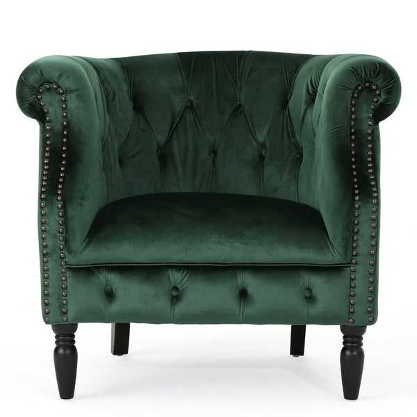 English Elm Christopher Knight Home® - CLUB Velvet Accent Chair with Kiln-Dried Legs — Plush Mid-Century Design, Compact Luxurious Seating Emerald 33 L x 30 W x 25 H 59259.00NVLT