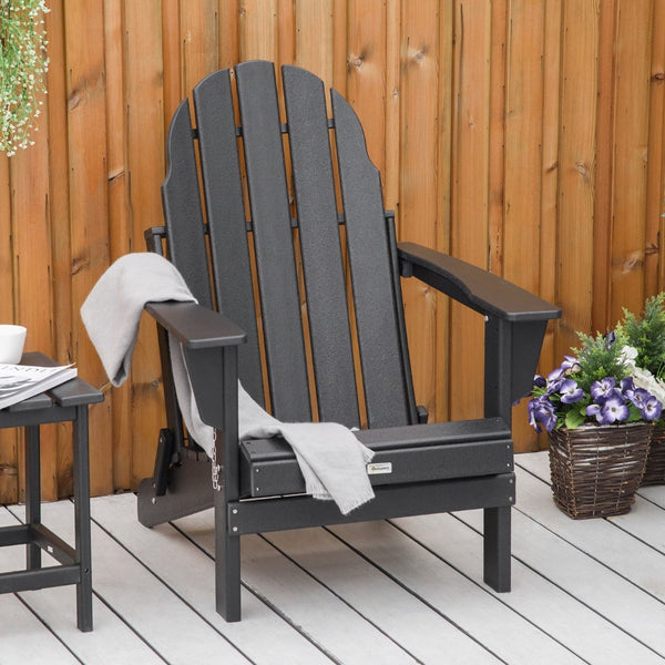 English Elm Outsunny Folding Adirondack Chair - Eco-Friendly Hdpe, Weather-Resistant, Portable Seating For Outdoors W2225P172548-GIGA