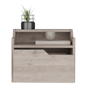 English Elm Floating Nightstand Chester Light Gray Wall-Mount Floating Shelf with Drawer, Dual-Tier Surface, Sleek Modern Bedroom Storage B092142804