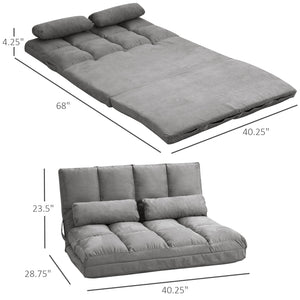 English Elm Convertible Floor Sofa Chair - Versatile Folding Couch Bed With 2 Pillows, Adjustable For Comfort W2225142648