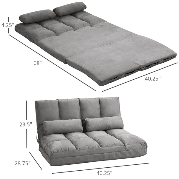 English Elm Convertible Floor Sofa Chair - Versatile Folding Couch Bed With 2 Pillows, Adjustable For Comfort W2225142648