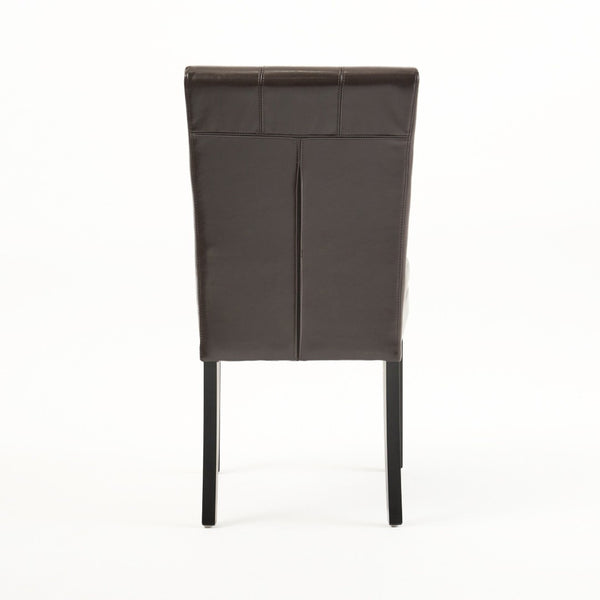 English Elm Badin Tufted Bonded Leather Dining Chairs Rubberwood Frame Set of 2 Contemporary 53447.00PU
