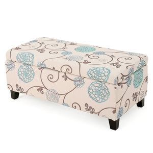 English Elm Storage Ottoman Upholstered Bench with Hidden Compartment for Living Room Seating 67218.00WBLU