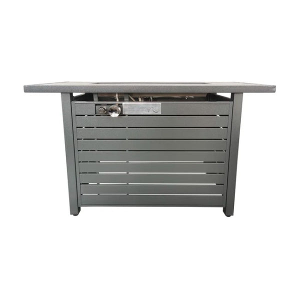 English Elm 25 Modern Steel Outdoor Fire Pit Table with Stainless Top, Lava Rocks, Cover & Easy Access Door Gray B120142380