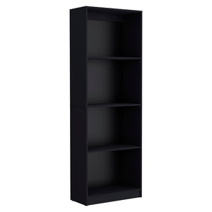 English Elm Bookcase Benzoni Engineered Wood Black – Four-Tier Office Storage, Space-Saving Shelves, Timeless Design (96) B092142811