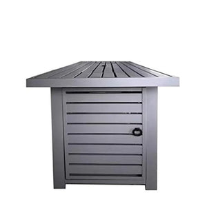 English Elm 25 Modern Steel Outdoor Fire Pit Table with Stainless Top, Lava Rocks, Cover & Easy Access Door Gray B120142380
