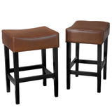 Christopher Knight Home® - Noble House - - Set Of 2, 26.75" Backless Leather Counter Height Barstool, Brown