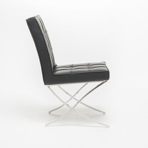 English Elm Christopher Knight Home® - PAVILION Dining Chair Set of 2 with Button-Tufted Waffle Stitching and Polished Silver X-Leg Base Black 59927.00