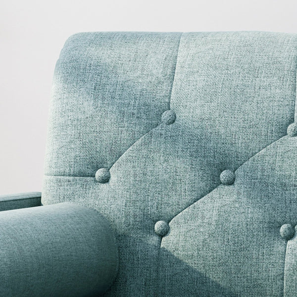 English Elm Club Chair Tufted Accent Seat with Bolster Pillows and Gold Splayed Legs for Living Room 63050.00BLU