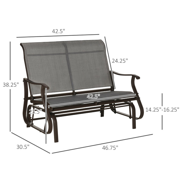 English Elm 2-Person Outdoor Glider Bench with Breathable Mesh Seats, Powder-Coated Steel Frame, 528 lb Capacity W2225142508