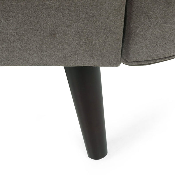 English Elm Chaise Lounge Velvet Upholstered with Birch Legs Elegant Salon Style Living Room Accent Taupe 69103.00TAU