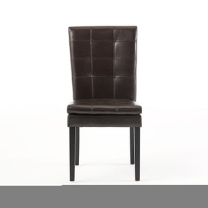 English Elm Badin Tufted Bonded Leather Dining Chairs Rubberwood Frame Set of 2 Contemporary 53447.00PU