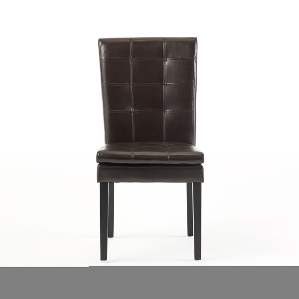 English Elm Badin Tufted Bonded Leather Dining Chairs Rubberwood Frame Set of 2 Contemporary 53447.00PU