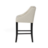 Christopher Knight Home® - Noble House - Milano Ivory Quilted Bonded Leather Bar Stool