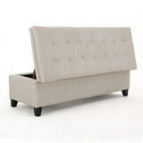 Christopher Knight Home® - Noble House - Brighton Contemporary Tufted Linen Storage Ottoman Bench, Ivory White