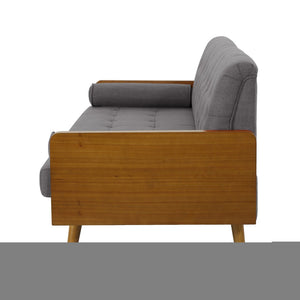 English Elm Aidan Tufted Fabric Sofa with Diamond Stitching and Gold Tipped Rubberwood Legs Grey 61688.00GRY