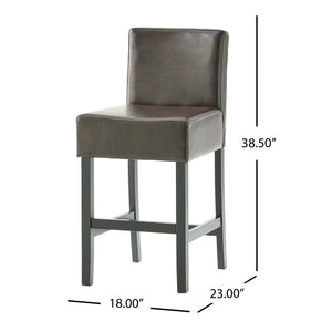 English Elm Christopher Knight Home® - [ Set of 2 26" Portman Bonded Leather Counter Height Barstool Brown - Elegant Wood Frame, Comfortable Seat WF530923BRN