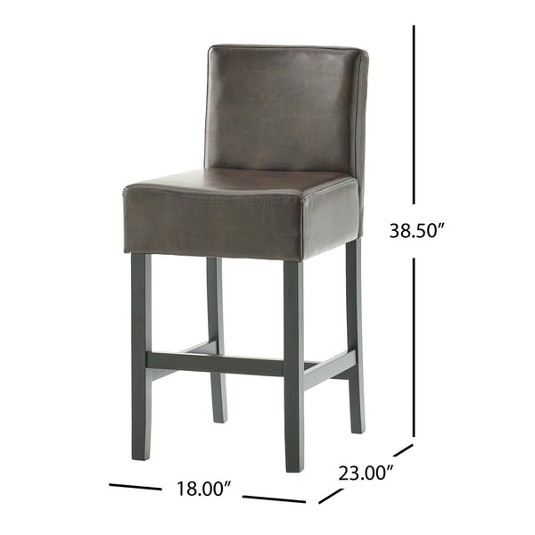 English Elm Christopher Knight Home® - [ Set of 2 26" Portman Bonded Leather Counter Height Barstool Brown - Elegant Wood Frame, Comfortable Seat WF530923BRN