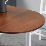 English Elm 55" Solid Wood Kitchen Table, Drop Leaf Tables For Small Spaces, Folding Dining Table, Brown