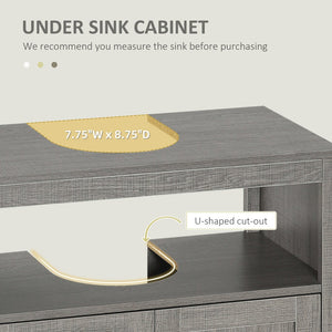 English Elm Kleankin Pedestal Sink Base Cabinet with Adjustable Shelf and Double Door Storage W2225142650