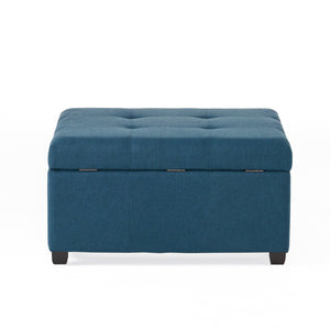 English Elm Carlsbad Tufted Waffle Lid Square Ottoman with Birch Legs for Living Room Storage 73426.00FDBL