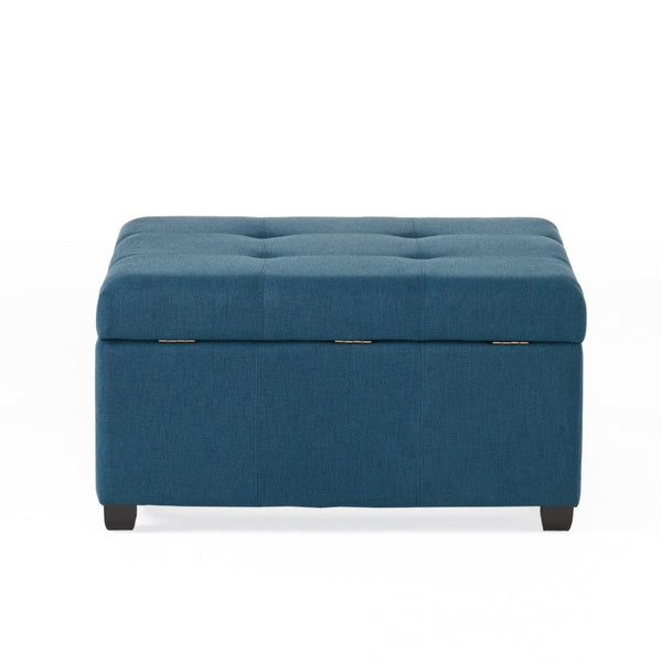 English Elm Carlsbad Tufted Waffle Lid Square Ottoman with Birch Legs for Living Room Storage 73426.00FDBL