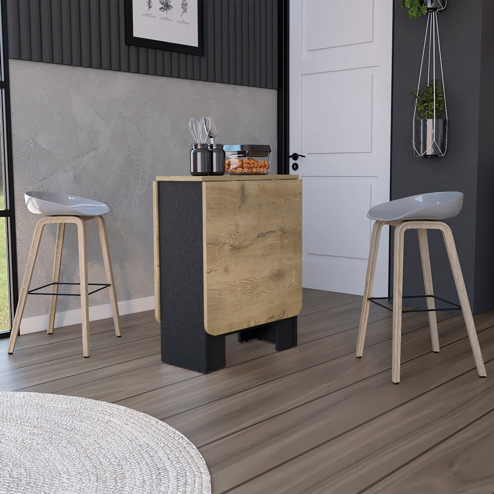 English Elm Folding Dining Table Evart Black/Macadamia – Space-Saving Engineered Wood, Sturdy 22lb Capacity, Multiuse B092142799