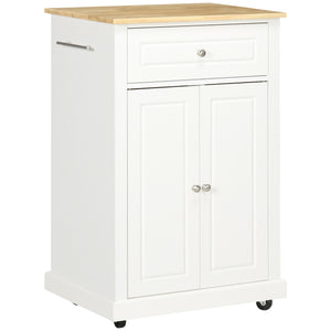 English Elm Rolling Kitchen Island Cart with Drawer and Adjustable Shelf, Mobile Serving Trolley with Hidden Wheels, Towel Racks, Durable MDF Top and 88 lb Capacity for Smart Kitchen Storage and Easy Mobility Cream White W2225142637