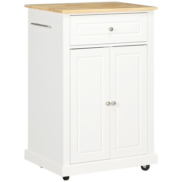 English Elm Rolling Kitchen Island Cart with Drawer and Adjustable Shelf, Mobile Serving Trolley with Hidden Wheels, Towel Racks, Durable MDF Top and 88 lb Capacity for Smart Kitchen Storage and Easy Mobility Cream White W2225142637