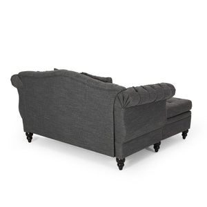 English Elm Loveseat Chaise Lounge Tufted Camelback Chesterfield Style with Nailhead Trim Accent 68105.00AFCHAR_68105.00BFCHAR