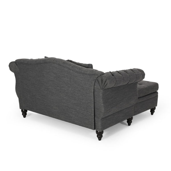 English Elm Loveseat Chaise Lounge Tufted Camelback Chesterfield Style with Nailhead Trim Accent 68105.00AFCHAR_68105.00BFCHAR