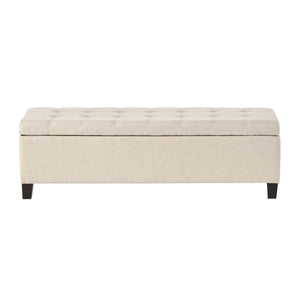 English Elm Storage Ottoman Bench with Button Tufted Waffle Lid for Bedroom or Living Room 68087.00DBGELNN