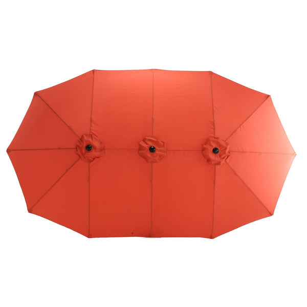 English Elm 14.8 Ft Oversized Double-Sided Rectangular Patio Umbrella with Crank, Steel Ribs, UV Protection Orange W640140331
