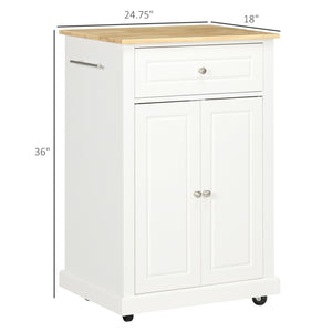English Elm Rolling Kitchen Island Cart with Drawer and Adjustable Shelf, Mobile Serving Trolley with Hidden Wheels, Towel Racks, Durable MDF Top and 88 lb Capacity for Smart Kitchen Storage and Easy Mobility Cream White W2225142637