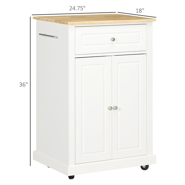 English Elm Rolling Kitchen Island Cart with Drawer and Adjustable Shelf, Mobile Serving Trolley with Hidden Wheels, Towel Racks, Durable MDF Top and 88 lb Capacity for Smart Kitchen Storage and Easy Mobility Cream White W2225142637