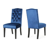 Christopher Knight Home® - Noble House - Nickolai Traditional Crown Top Navy Blue velvet Dining Chairs (Set of 2)