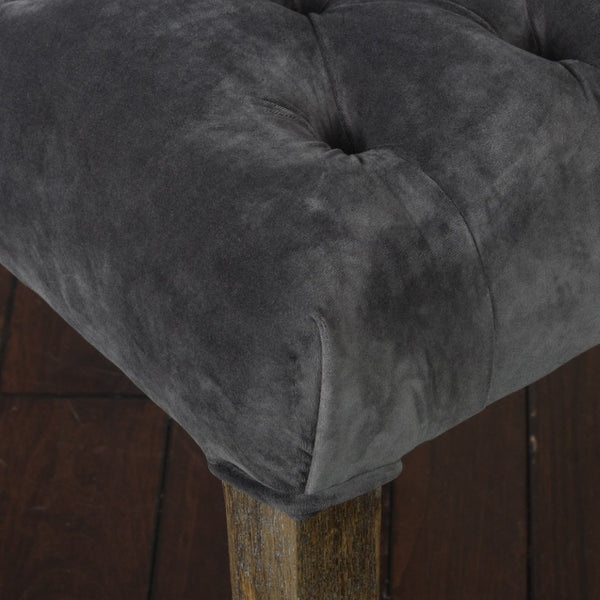 English Elm Dining Chairs Set of 2 Button Tufted Upholstered Seats with Weathered Wood Legs 72611.00NVLT