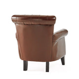 Christopher Knight Home® - Noble House - Franklin Mid-Century Modern Tufted Club Chair with Rolled Arms, Chestnut Brown