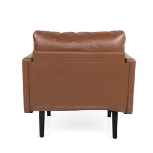 English Elm Christopher Knight Home® - CLUB Chair Light Brown Faux Leather Mid-Century Modern Accent Seat with Tapered Birch Legs, Cozy Retreat 71813.00